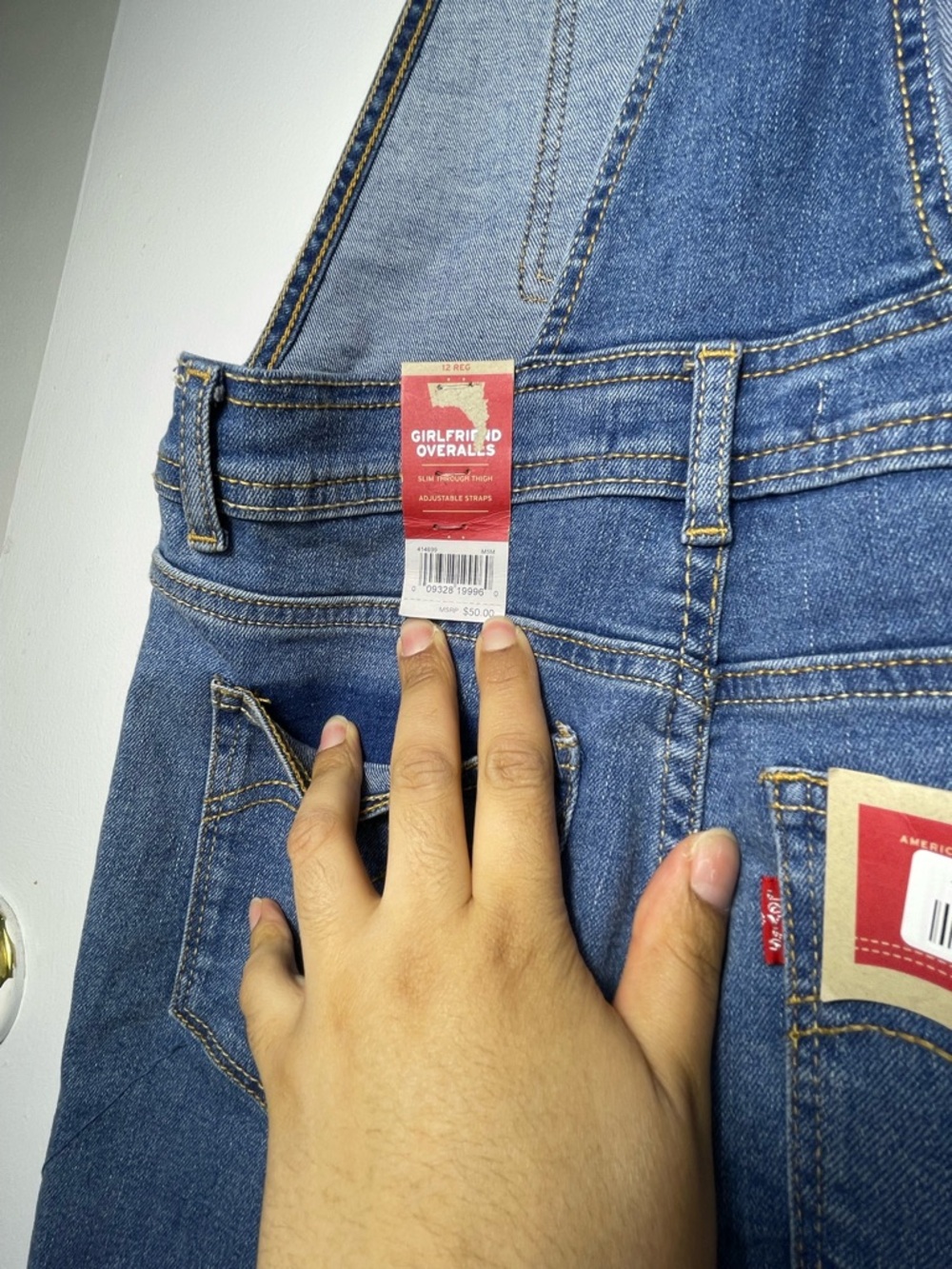Levi's Girls Denim Overalls Blue Size 12 Stretch Adjustable Straps Pockets NWT - Picture 11 of 15